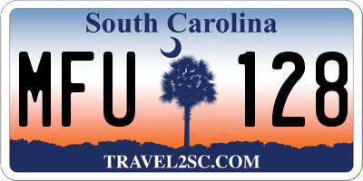 SC license plate MFU128