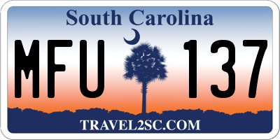 SC license plate MFU137