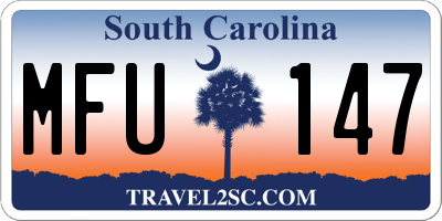 SC license plate MFU147