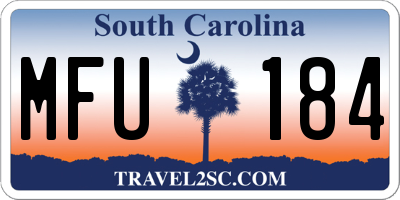 SC license plate MFU184