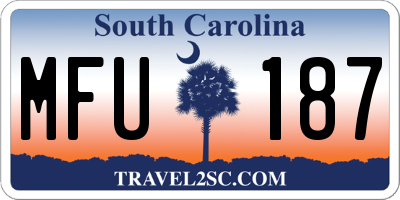 SC license plate MFU187