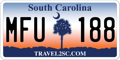 SC license plate MFU188