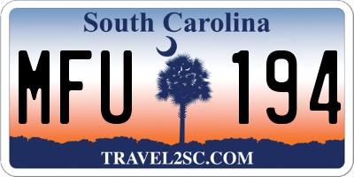 SC license plate MFU194