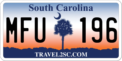 SC license plate MFU196