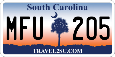 SC license plate MFU205