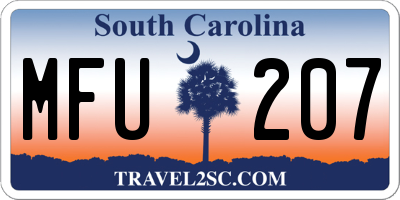 SC license plate MFU207