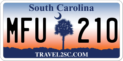 SC license plate MFU210