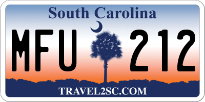SC license plate MFU212