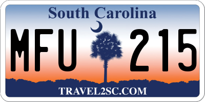 SC license plate MFU215