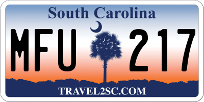 SC license plate MFU217