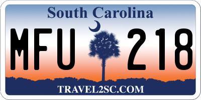 SC license plate MFU218