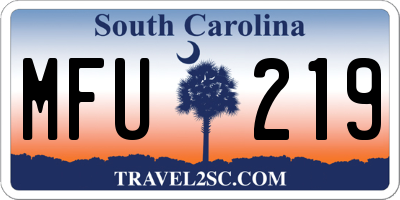 SC license plate MFU219