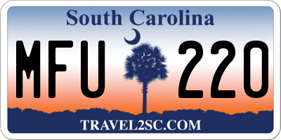 SC license plate MFU220