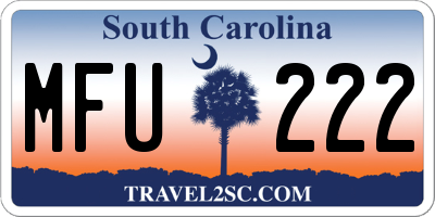 SC license plate MFU222