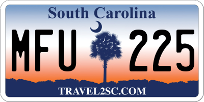 SC license plate MFU225