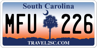 SC license plate MFU226