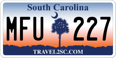 SC license plate MFU227