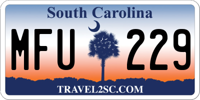 SC license plate MFU229