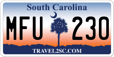 SC license plate MFU230