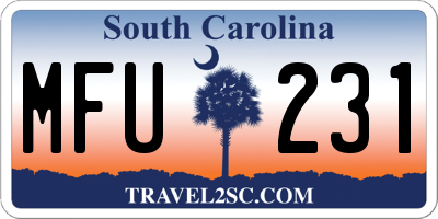 SC license plate MFU231