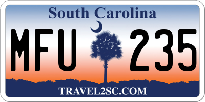 SC license plate MFU235