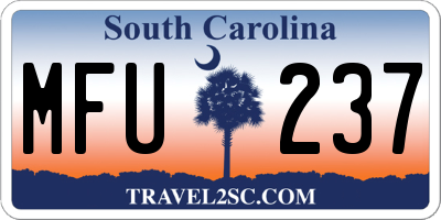 SC license plate MFU237
