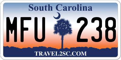 SC license plate MFU238