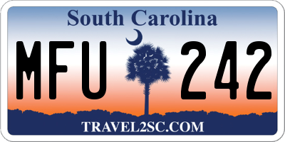 SC license plate MFU242