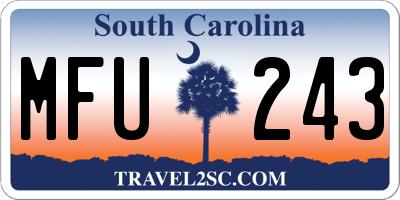 SC license plate MFU243