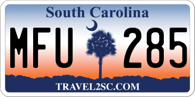 SC license plate MFU285