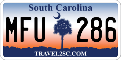 SC license plate MFU286