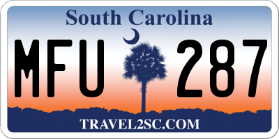 SC license plate MFU287