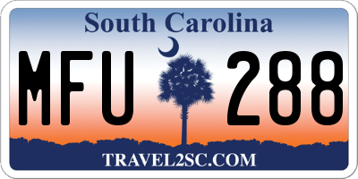 SC license plate MFU288