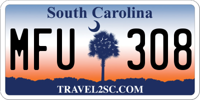 SC license plate MFU308