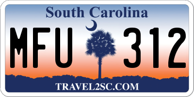 SC license plate MFU312