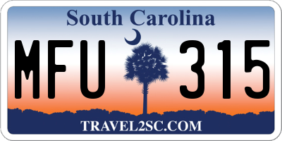 SC license plate MFU315