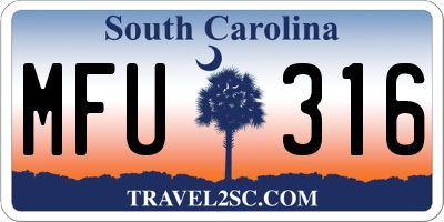 SC license plate MFU316