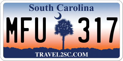 SC license plate MFU317