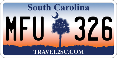 SC license plate MFU326
