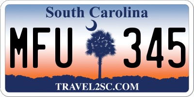 SC license plate MFU345