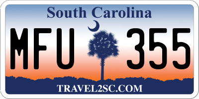 SC license plate MFU355