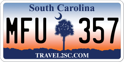 SC license plate MFU357