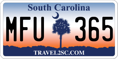 SC license plate MFU365