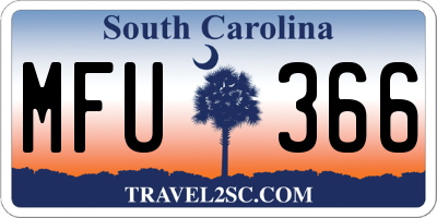 SC license plate MFU366