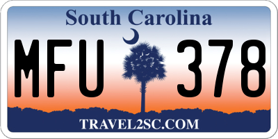 SC license plate MFU378
