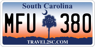 SC license plate MFU380