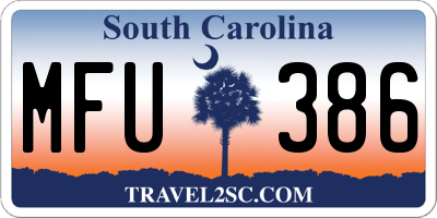 SC license plate MFU386