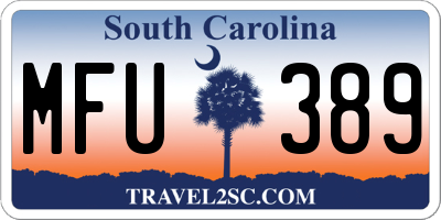 SC license plate MFU389