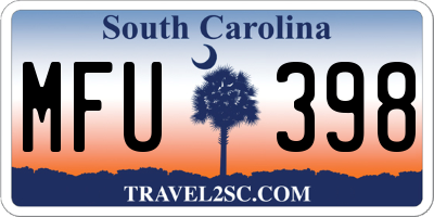 SC license plate MFU398