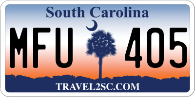 SC license plate MFU405